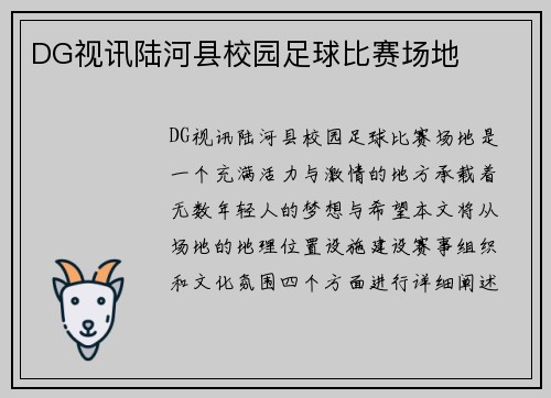 DG视讯陆河县校园足球比赛场地